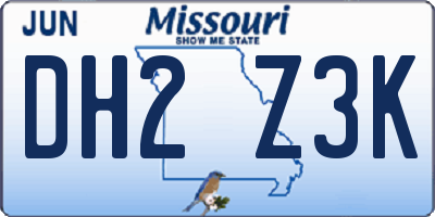 MO license plate DH2Z3K