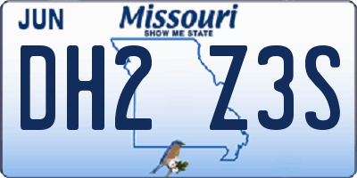 MO license plate DH2Z3S