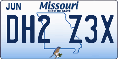 MO license plate DH2Z3X