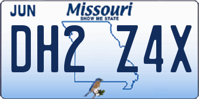 MO license plate DH2Z4X
