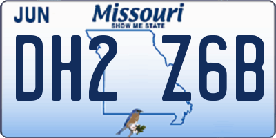 MO license plate DH2Z6B