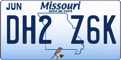 MO license plate DH2Z6K