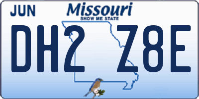 MO license plate DH2Z8E