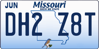 MO license plate DH2Z8T