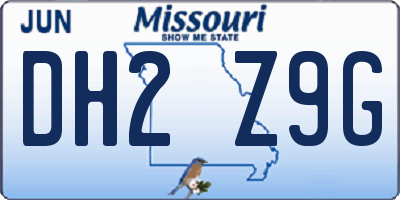 MO license plate DH2Z9G