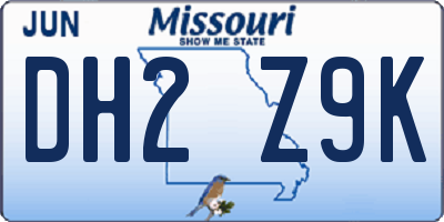 MO license plate DH2Z9K