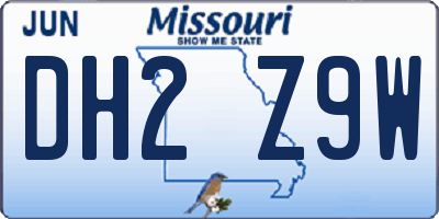 MO license plate DH2Z9W
