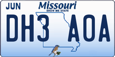 MO license plate DH3A0A