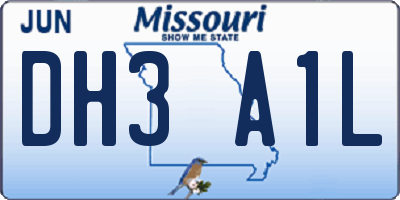 MO license plate DH3A1L