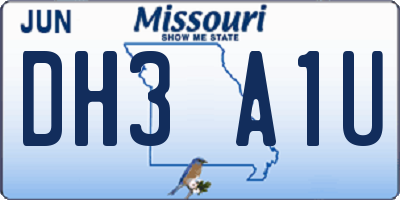 MO license plate DH3A1U