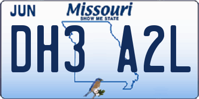 MO license plate DH3A2L