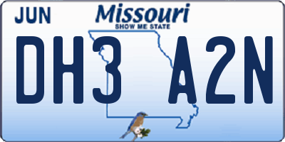 MO license plate DH3A2N
