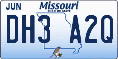 MO license plate DH3A2Q