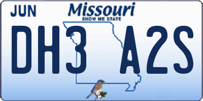 MO license plate DH3A2S