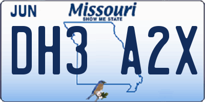 MO license plate DH3A2X