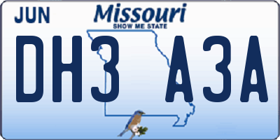 MO license plate DH3A3A