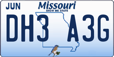 MO license plate DH3A3G