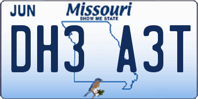 MO license plate DH3A3T