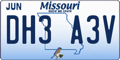 MO license plate DH3A3V