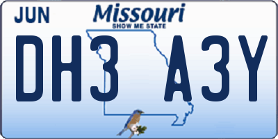 MO license plate DH3A3Y