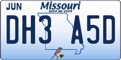 MO license plate DH3A5D