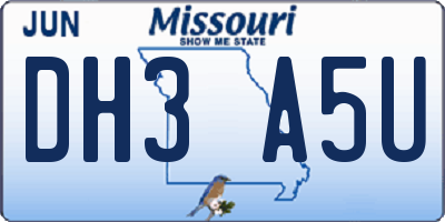 MO license plate DH3A5U