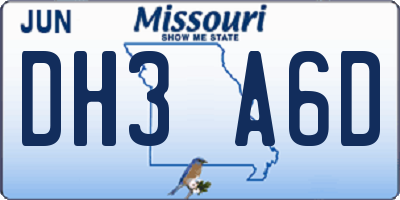 MO license plate DH3A6D