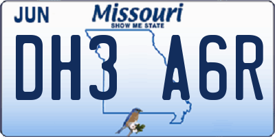 MO license plate DH3A6R
