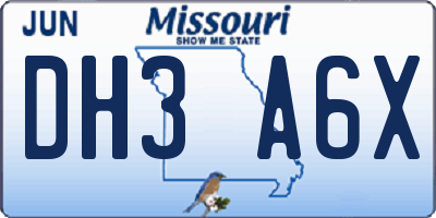 MO license plate DH3A6X