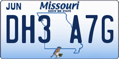 MO license plate DH3A7G
