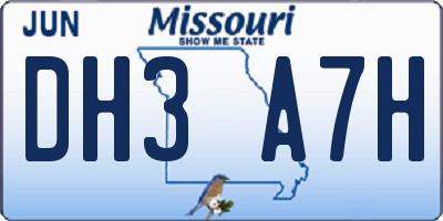 MO license plate DH3A7H