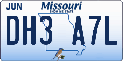 MO license plate DH3A7L