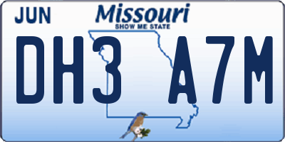 MO license plate DH3A7M