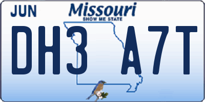 MO license plate DH3A7T