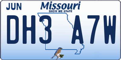 MO license plate DH3A7W