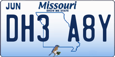 MO license plate DH3A8Y