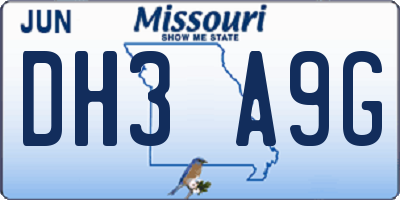 MO license plate DH3A9G
