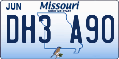 MO license plate DH3A9O