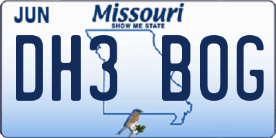 MO license plate DH3B0G