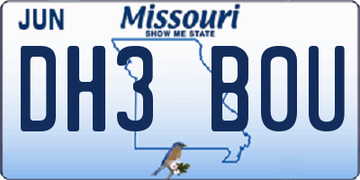 MO license plate DH3B0U