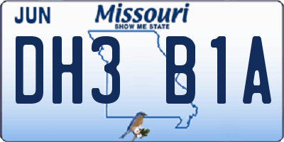 MO license plate DH3B1A