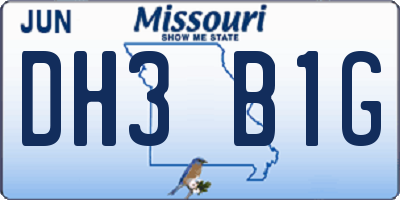 MO license plate DH3B1G