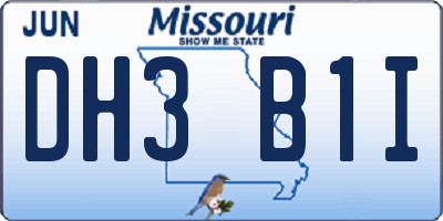 MO license plate DH3B1I