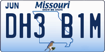 MO license plate DH3B1M