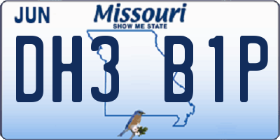 MO license plate DH3B1P