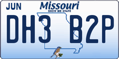 MO license plate DH3B2P