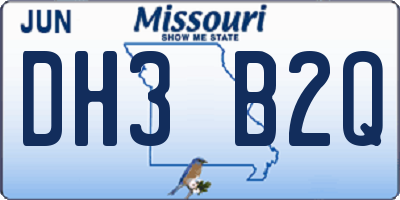 MO license plate DH3B2Q