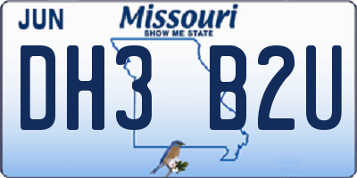 MO license plate DH3B2U