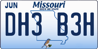 MO license plate DH3B3H