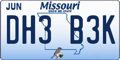 MO license plate DH3B3K